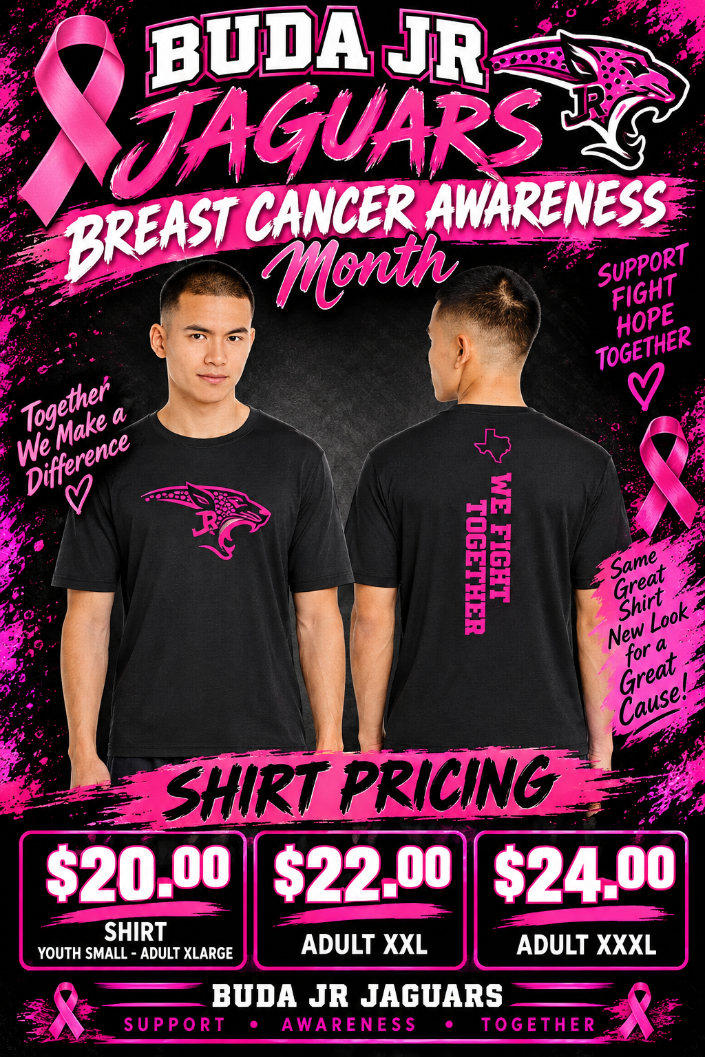 PINK OUT JR JAGS BLACK UNISEX (PK-UP ONLY)