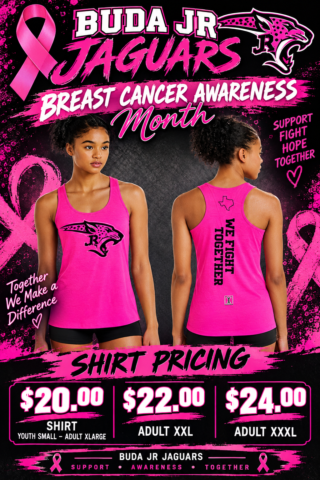 PINK OUT JAGS RACERBACKS (PK-UP ONLY)